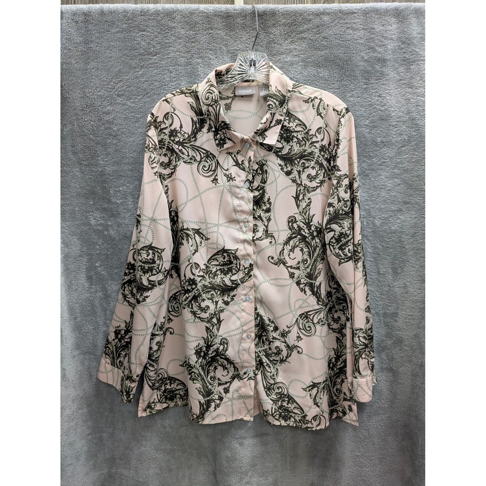 Chicos size 2 Womens Large Baroque Chain Print Boho Chic‎ Quiet Luxury
